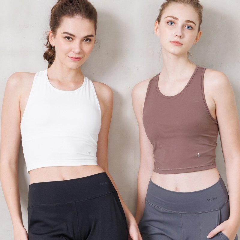 【Loopa】3D クロップドタンク / 3D cropped tanktop - 女運動上衣/背心 - 尼龍 黑色