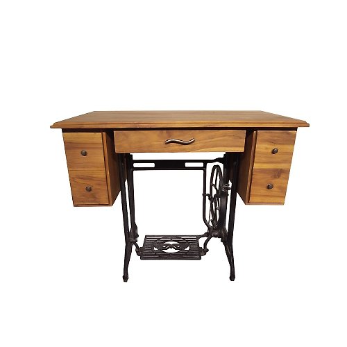 吉迪市 JatiLiving 【吉迪市100%全柚木家具】LT-056G 工業風造型多抽式裁縫機桌