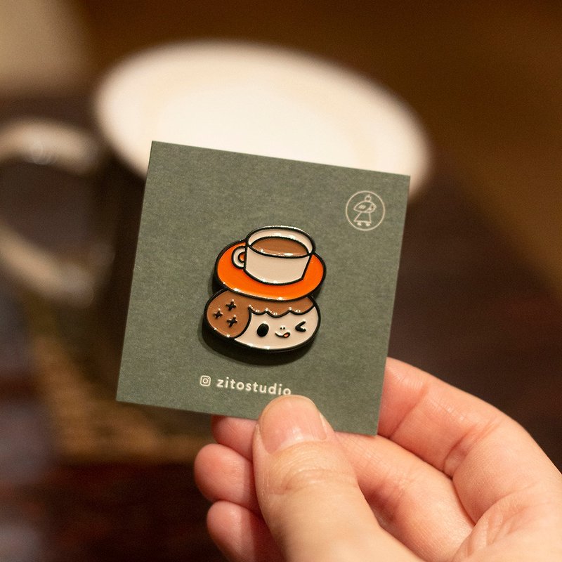 Coffee Hatter  | Badge / Pin / by Zito Hsu - Badges & Pins - Other Metals Brown