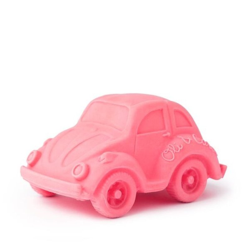 Spain Oli & Carol Modern Small Tortoise Car-Pink-Natural Rubber Fixer/Bath Toy - Kids' Toys - Rubber Pink