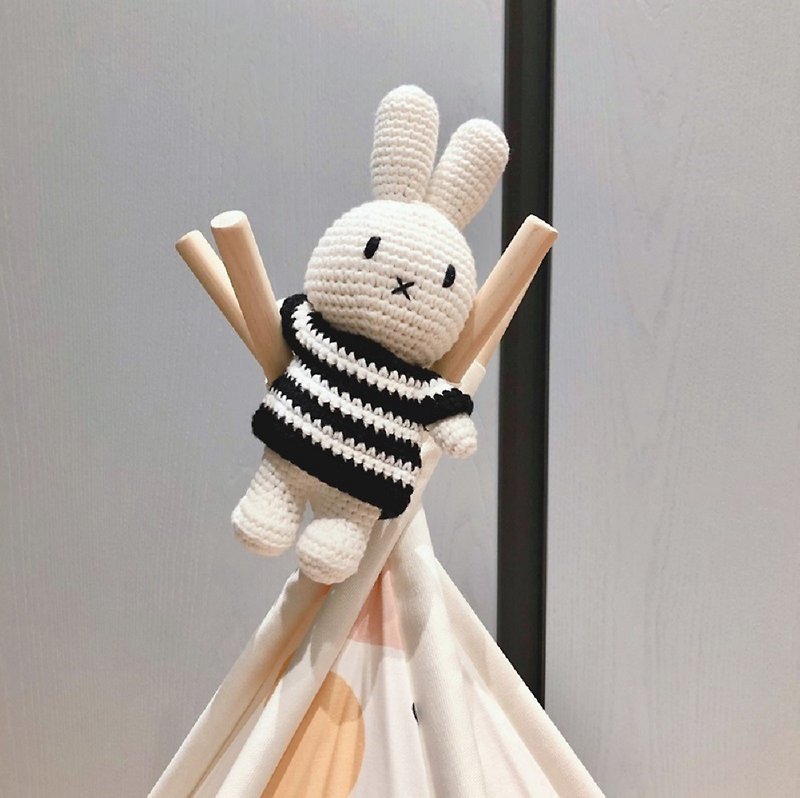 荷蘭 Just Dutch | Miffy 米飛兔和她的黑色粗條紋洋裝 - 公仔模型 - 棉．麻 