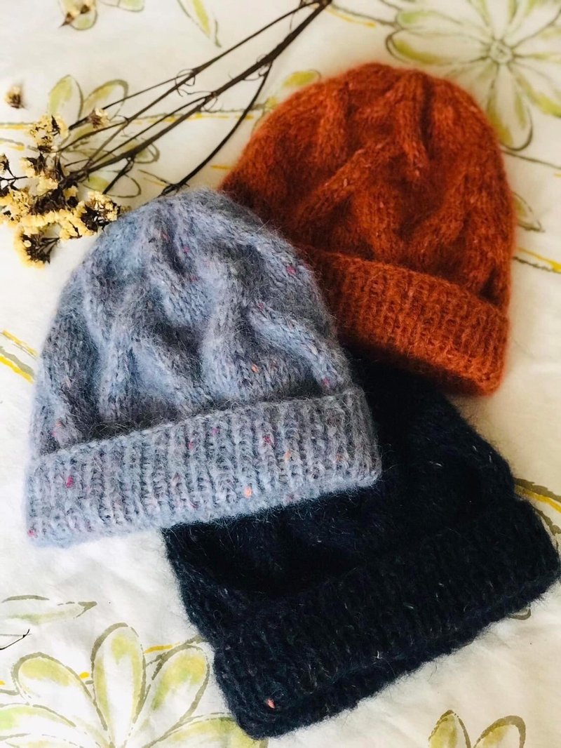 [Ready stock] ChiChi handmade-high-quality wool knitted hat/wool hat/hand-knitted - หมวก - ขนแกะ สีเทา