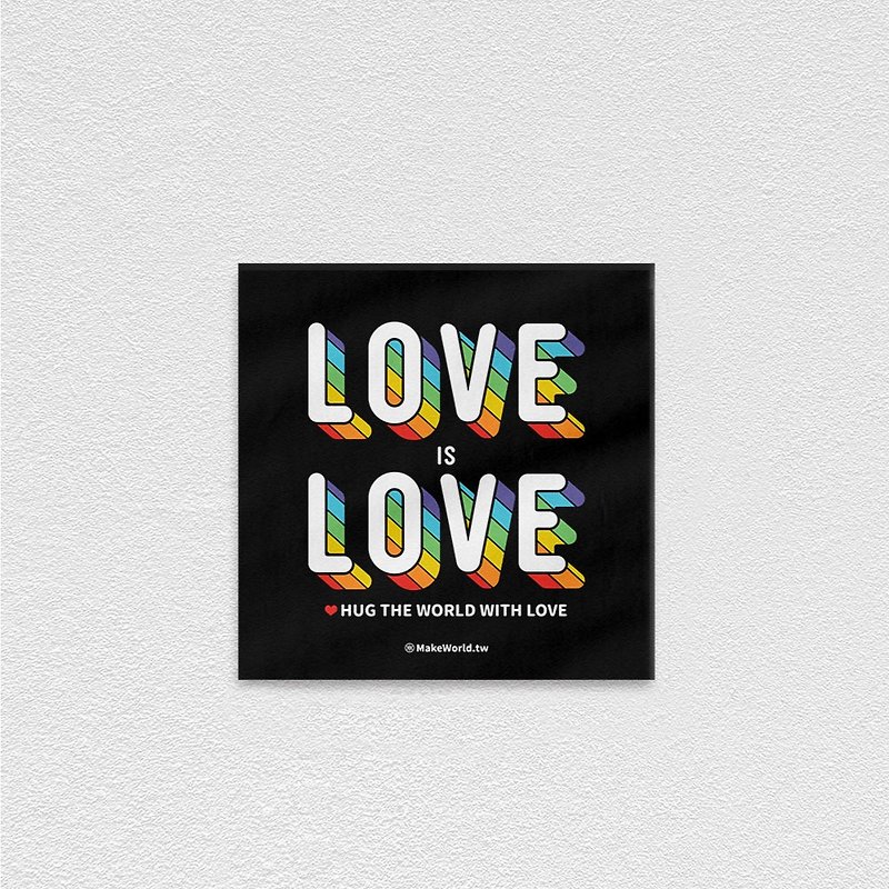 Make World Small Square Scarf (Rainbow-LOVE is LOVE/Black) - ผ้าขนหนู - เส้นใยสังเคราะห์ 