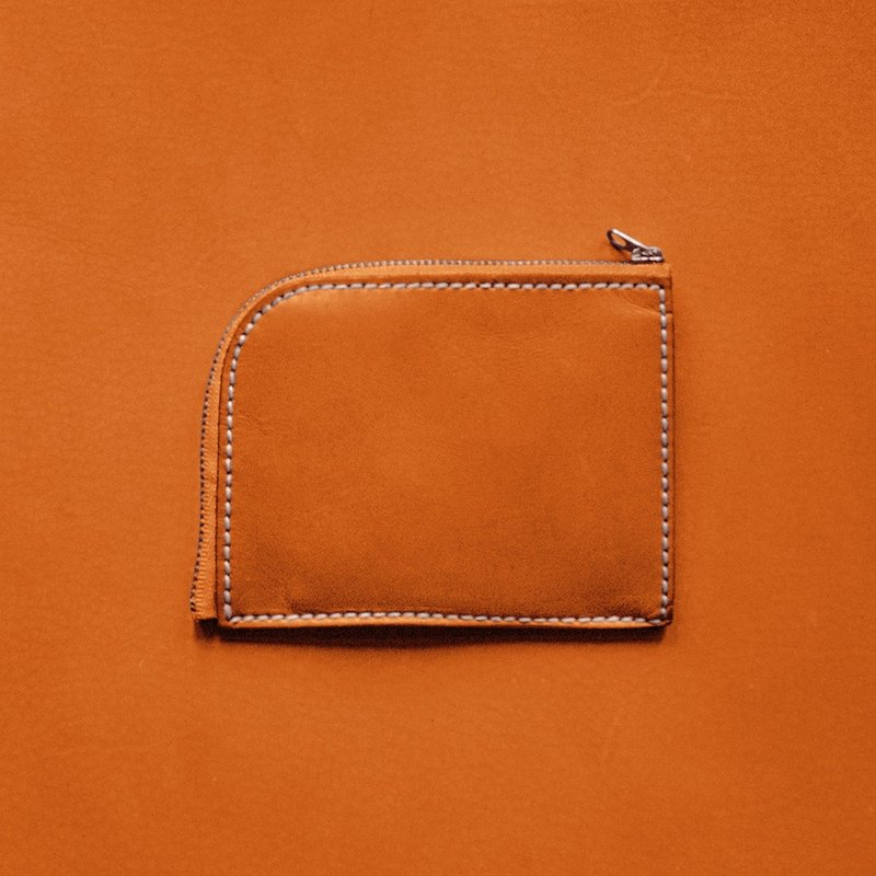 拉鏈零錢包.L | 手縫皮革完成品 | BSP002 - 零錢包/小錢包 - 真皮 橘色