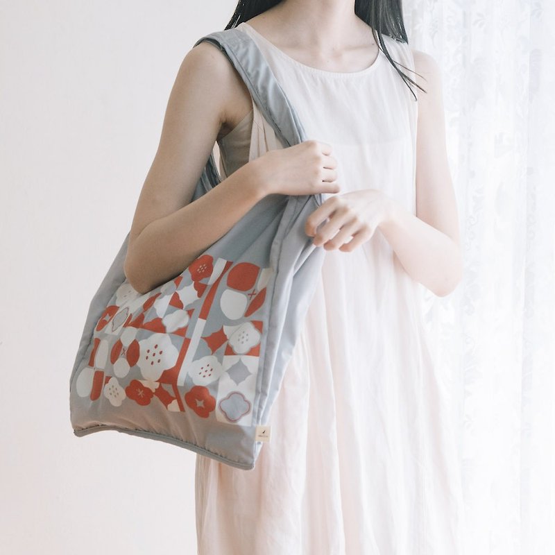 Medium-sized side-back vest bag/Glass Begonia No. 12/Spring Plum Red/Classic New Color III - กระเป๋าแมสเซนเจอร์ - ผ้าฝ้าย/ผ้าลินิน สีแดง