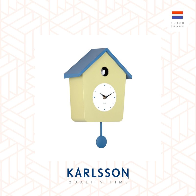 荷蘭Karlsson, Cuckoo Light 淺綠/藍色搖擺布谷鳥掛鐘(整點報時) - 時鐘/鬧鐘 - 塑膠 綠色