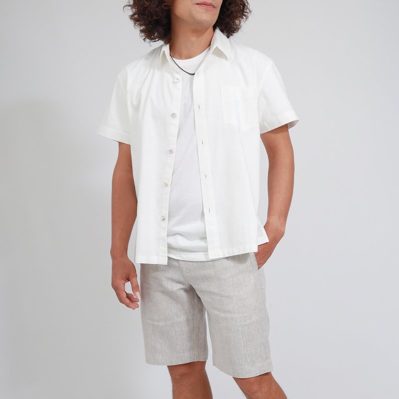 Men Cotton Linen Shirt, Summer Shirt, White, Won - Men's Shirts - Cotton & Hemp White