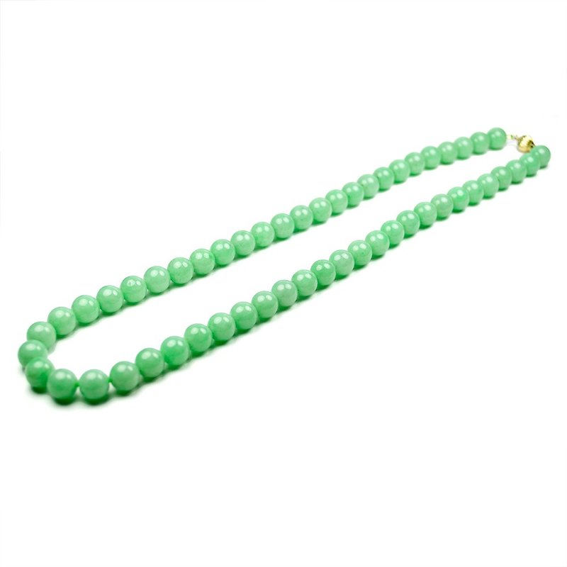 Jadeite Vivid Full Green Neckalce  Bracelet Set 14Karat Gold Clasps  Japanese - Necklaces - Jade Green