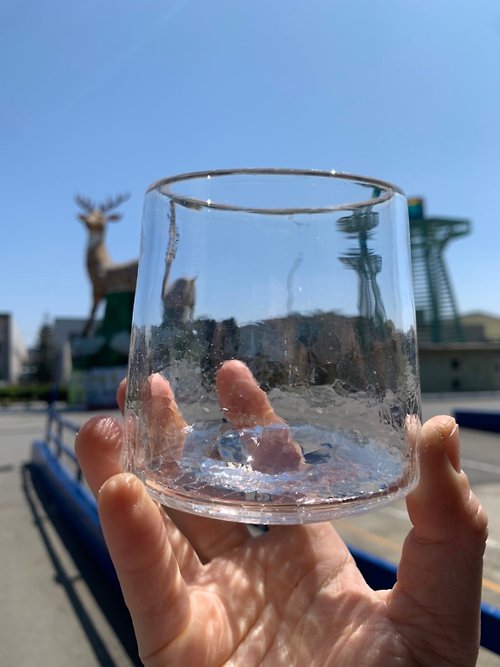 臺灣玻璃舘 透明冰裂不倒杯 手作玻璃杯 純手工吹製