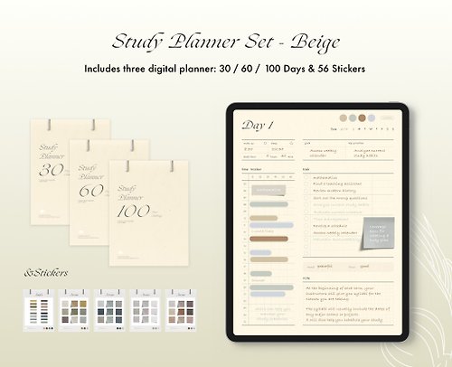 dadagolab 【dadagolab電子手帳】平板模板/iPad/學習計畫時間軸日程本/米色
