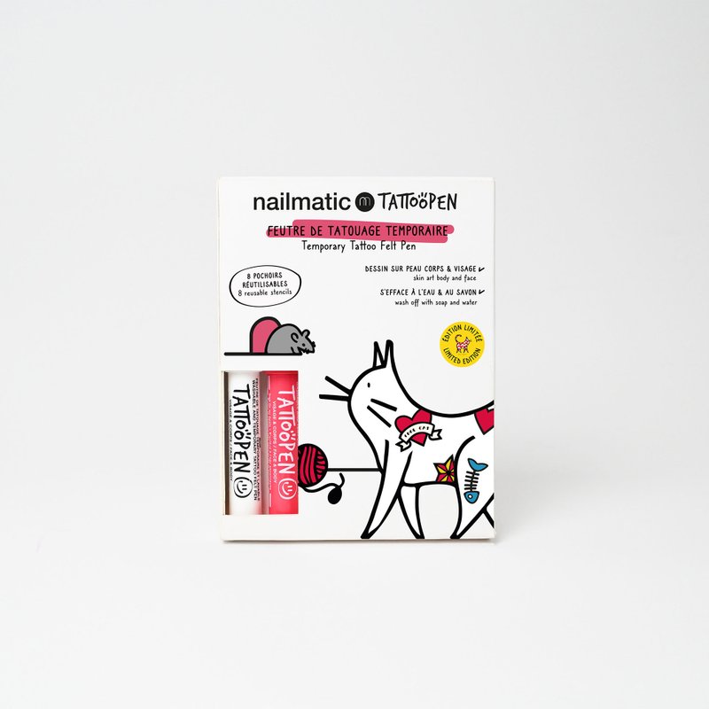 nailmatic TATTOO limited edition painted tattoo pen set of two - kitten - ของเล่นเด็ก - พลาสติก หลากหลายสี