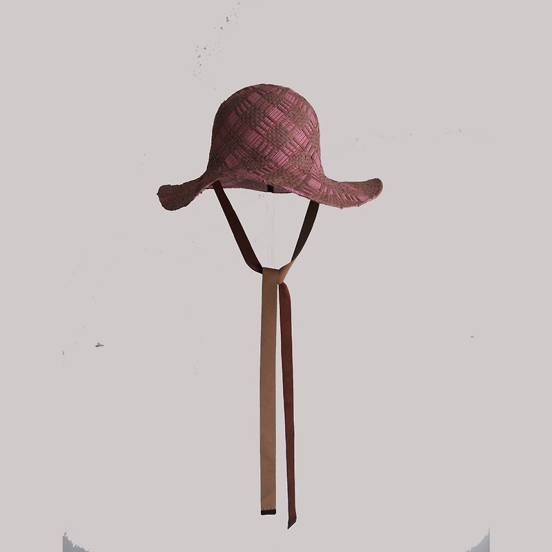 Straw hat, hat, raffia, grosgrain, straw hat, bao raffia, elegant, unisex, rivet - Hats & Caps - Other Materials Multicolor
