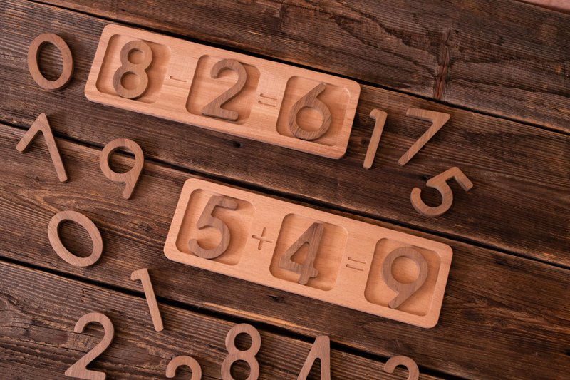 Addition and Subtraction Game(22 Pieces-Wood Material), Montessori Toy - 寶寶/兒童玩具/玩偶 - 木頭 咖啡色