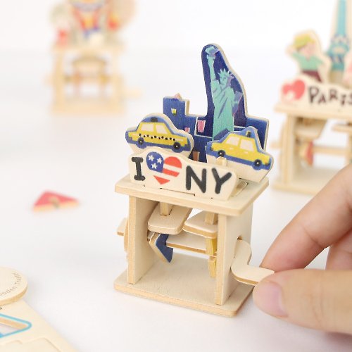 猴子設計 Monkey Design DIY模型玩具【木作小劇場-我愛紐約】互動式明信片