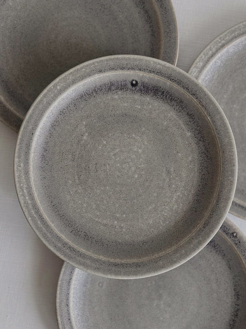 Matte gray seven-inch shallow dish - Plates & Trays - Pottery 