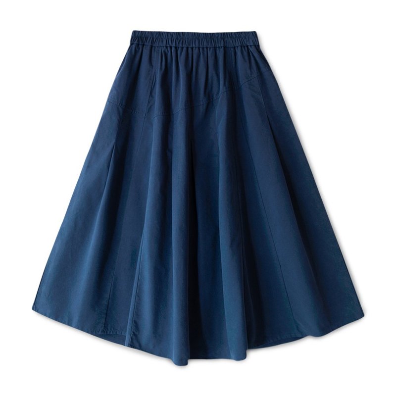 【Simply Yours】車線拼接傘裙 藍F - 裙子/長裙 - 棉．麻 藍色