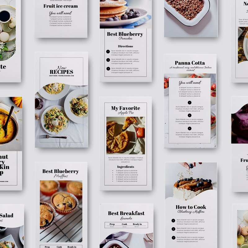 Food blogger Instagram templates, Canva template, Instagram stories and posts - 電子手帳及素材 - 其他材質 