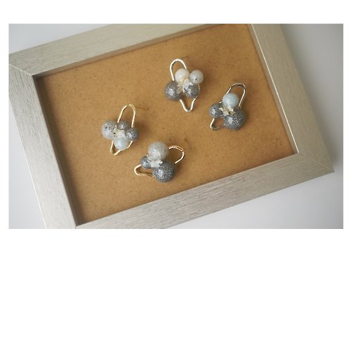 The Little Boutique 小作坊手工輕珠寶 蔚藍海岸 - 小款耳飾 | 樹脂耳環 | 穿式 pierced | 不對稱