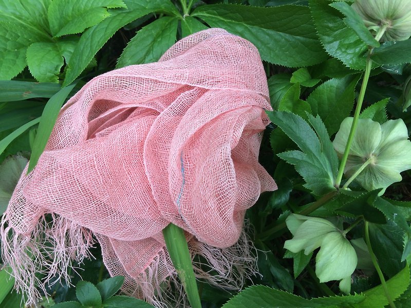 Handwoven hemp stall Akane - Scarves - Cotton & Hemp 