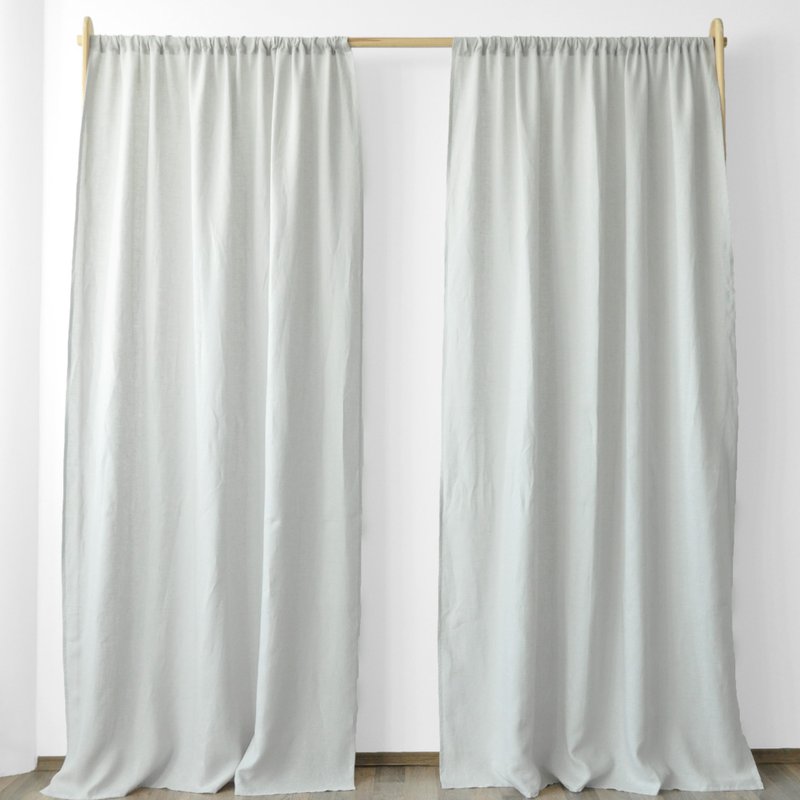 Light gray regular and blackout linen curtains / Custom curtains / 2 panels - 門簾/門牌 - 亞麻 灰色