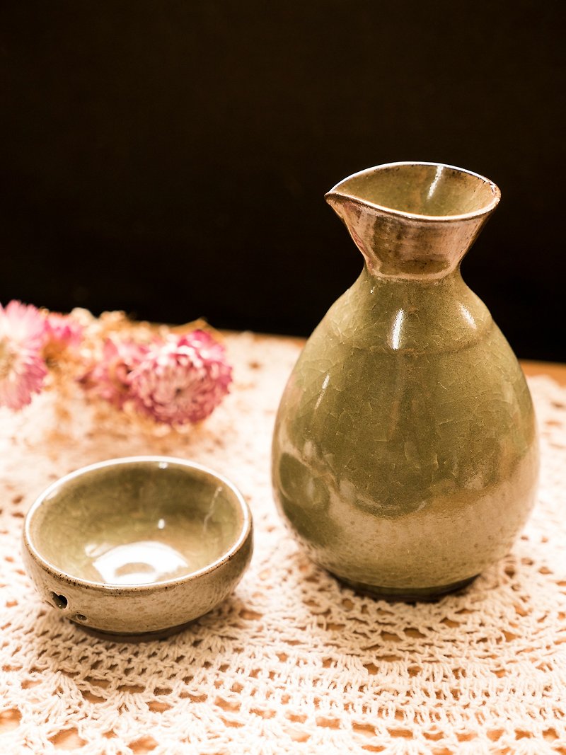 Japanese sake combination <a pot of a double cup - แก้วไวน์ - ดินเผา 