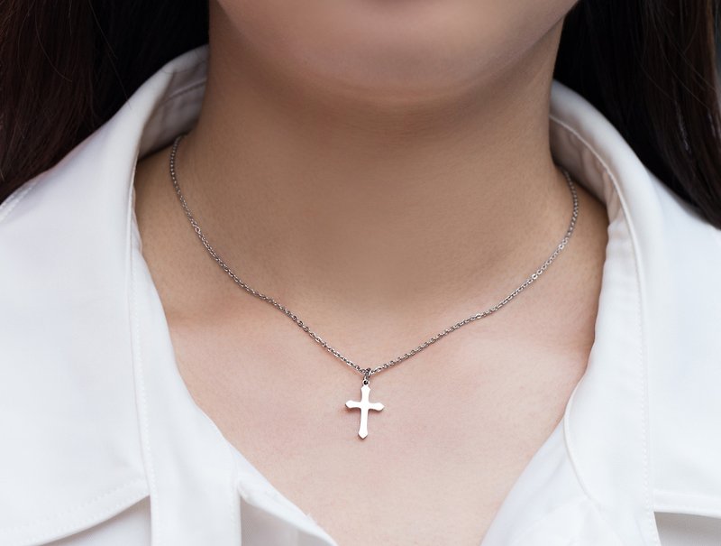 Allergy free- cross necklace -S - Necklaces - Stainless Steel Silver