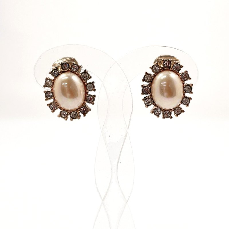 【日本直送 中古美品】クリスチャンディオール Christian Dior イヤリング ヴィンテージ メタル/ラインストーン - 耳環/耳夾/耳骨夾 - 貴金屬 金色