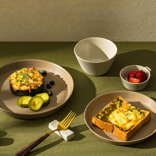 WAGA 餐桌器物 【激美新品】WAGA 簡約條紋陶瓷碗(奶油) / 共3款