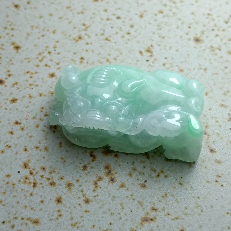 J0202天然翡翠A貨 . 冰糯果綠貔貅.招財.擺件. - 擺飾/家飾品 - 玉石 