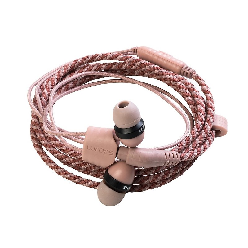 British Wraps 【Limited】 pastel fashion braided bracelet headset raspberry powder - Headphones & Earbuds - Polyester 