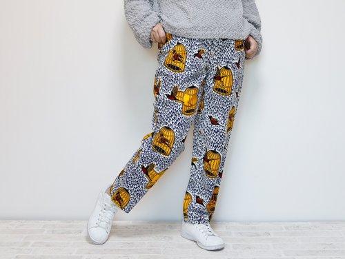 【メーカー再生品】 アフリカンプリント-テーパードパンツM/Lサイズ楽ちんな履き心地 パンツ