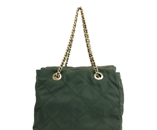 PRADA Triangle Logo Chain Shoulder Quilted Nylon Shoulder bag Brown Vi –  VintageShop solo