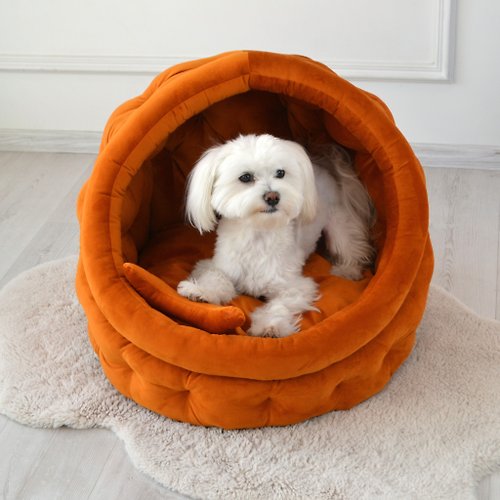 Fluffy angels Dog house, Redhead Dog & Cat cave, Cozy soft cat house, Pet bed, Yorkshire