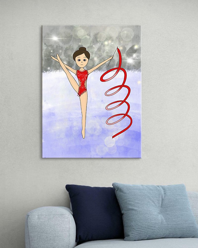 Gymnast with a ribbon, Performan, Cute poster, Kids room decor , Digital picture - Posters - Other Materials Multicolor