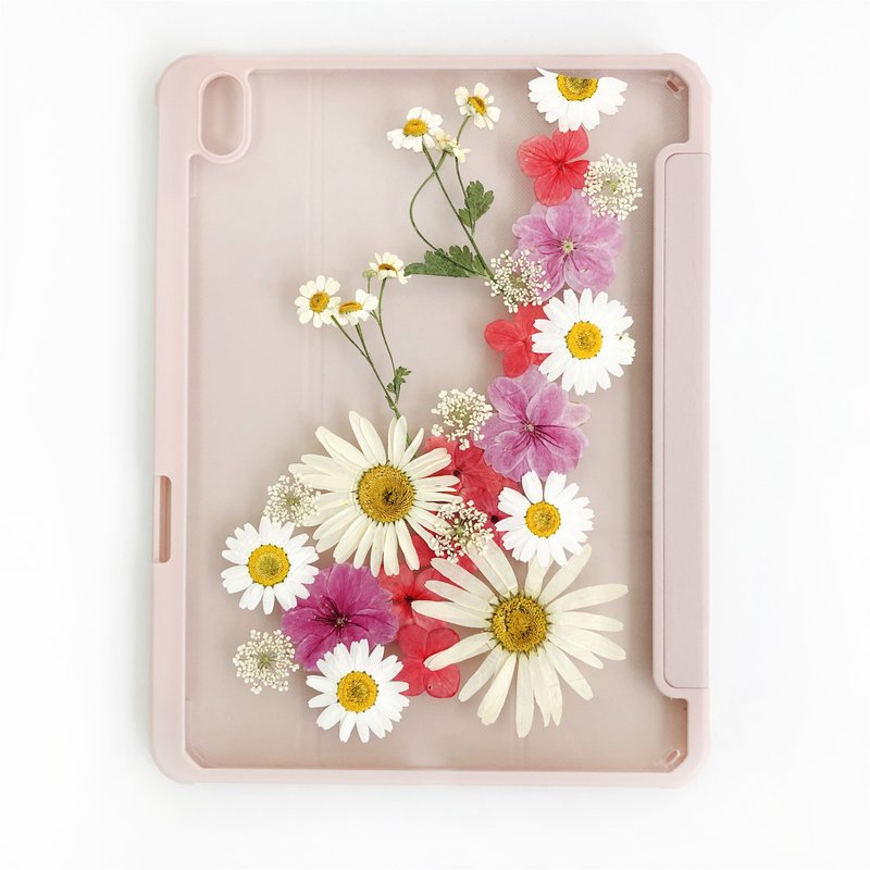 天然粉紅白花手工藝押花iPad外殼 iPad Air 11寸13寸iPad Pro11寸 - 平板/電腦保護殼/保護貼 - 植物．花 