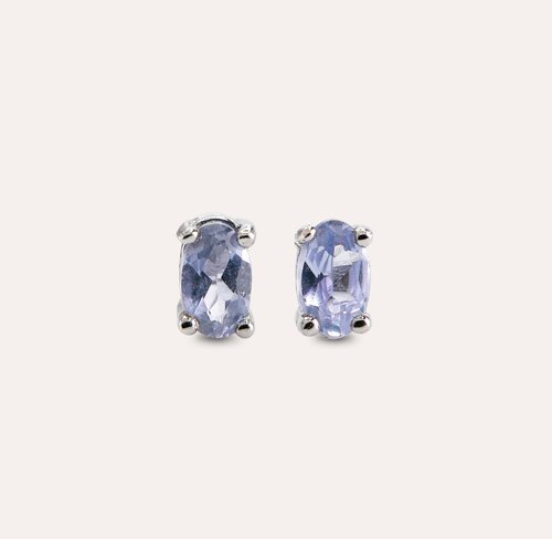 安珠 AND JEWEL 每天配戴的天然寶石 安珠 尖晶石 藍色 橢圓 3*5mm 耳環 經典系列 Oval E 寶石銀飾 A
