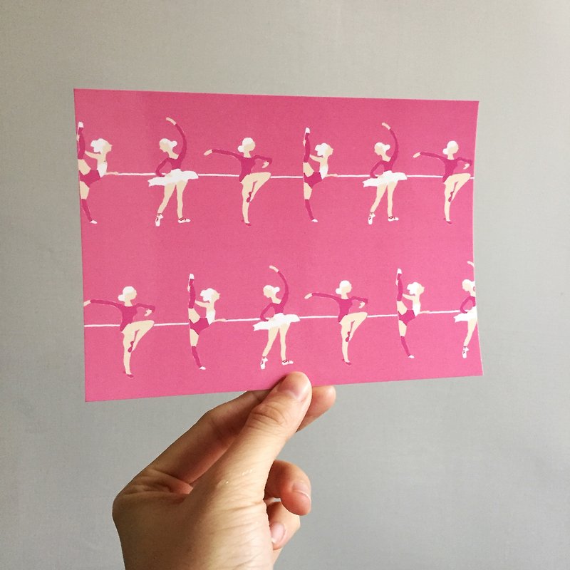 芭蕾舞女孩的練習 粉紅色的教室 明信片 - 心意卡/卡片 - 紙 粉紅色