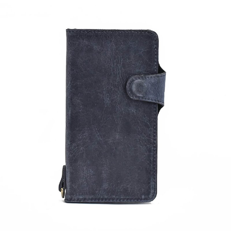 牛革 スマホケース フラップ付き iPhone 14対応  Smartphone case Basic case【Navy】iPhone15 - 手機配件 - 真皮 藍色