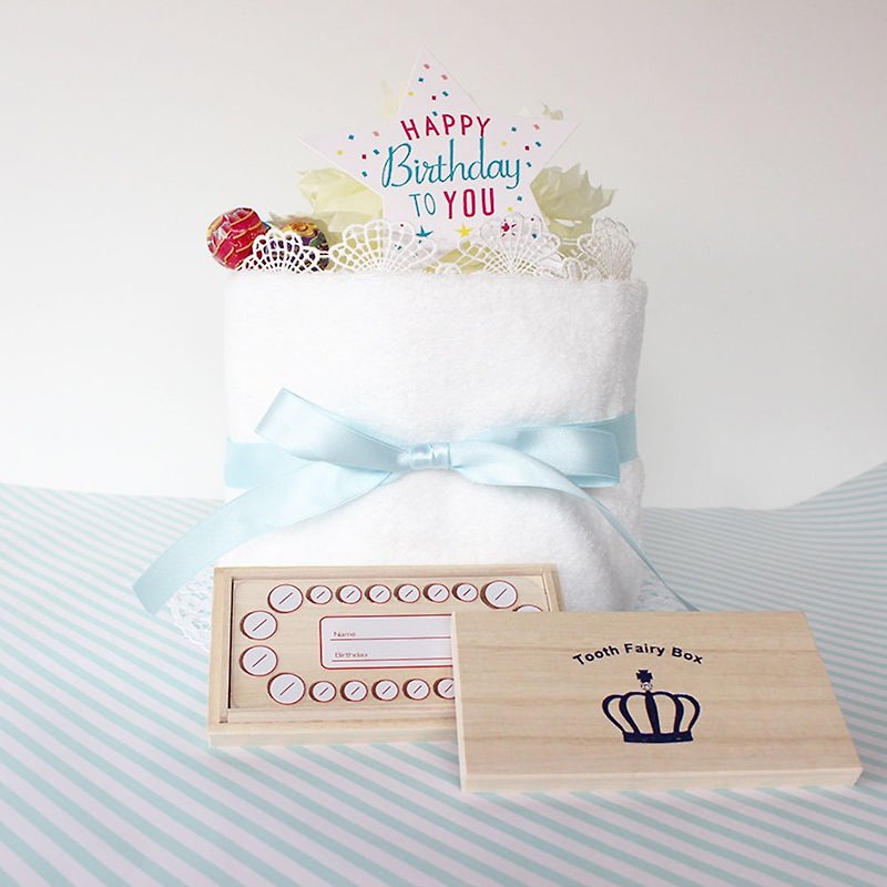 Happy Diaper Cake made in Japan  baby Tooth Box Imabari Towel Used Diaper Cake - Baby Gift Sets - Cotton & Hemp White