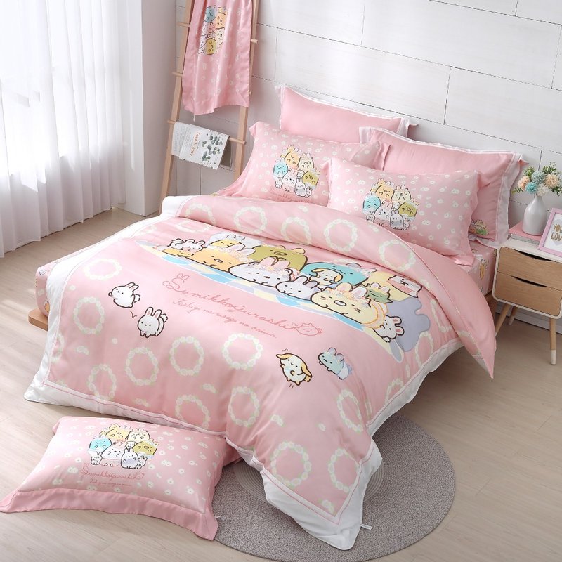 Bed bag pillowcase dual-purpose quilt set-corner buddy-Tutu Grassland-pink-100% Tencel - Blankets & Throws - Silk 