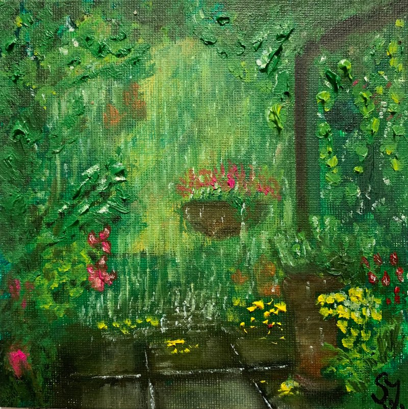 Interior painting Landscape of Plum rain Art 梅雨 原畫 風景 - Wall Décor - Other Materials Green