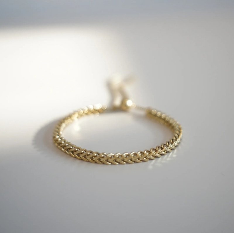 秋之麥穗  鈦鋼手鏈粗款 - 手鍊/手鐲 - 不鏽鋼 金色