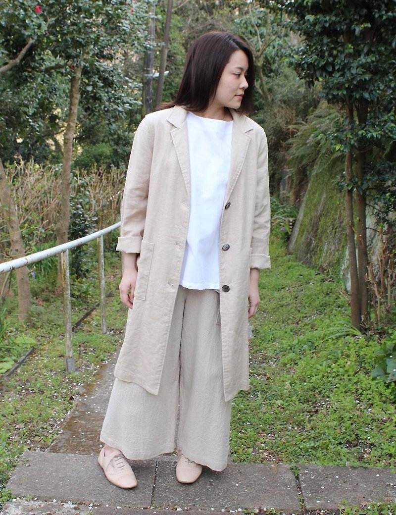 Tailored color coat on Linen canvas - Women's Casual & Functional Jackets - Cotton & Hemp Khaki