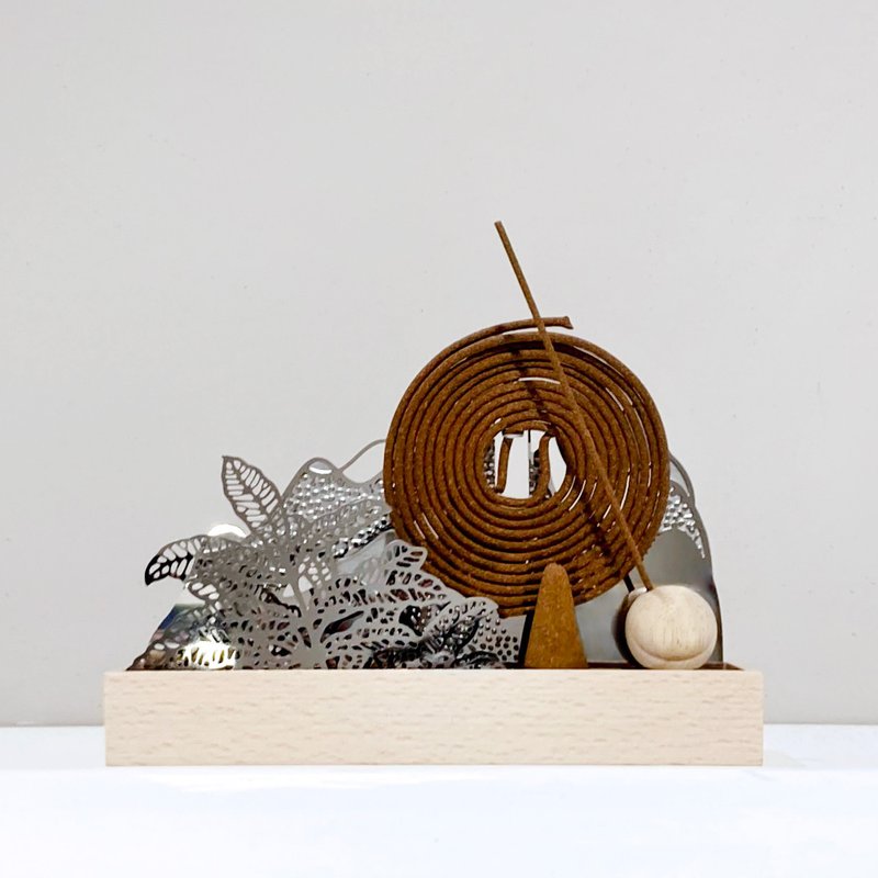 馨心齋 X FERN ONLY 香品座組合包|線香 相塔 盤箱 長輩 艾草 禮 - 香薰/精油/線香 - 木頭 咖啡色