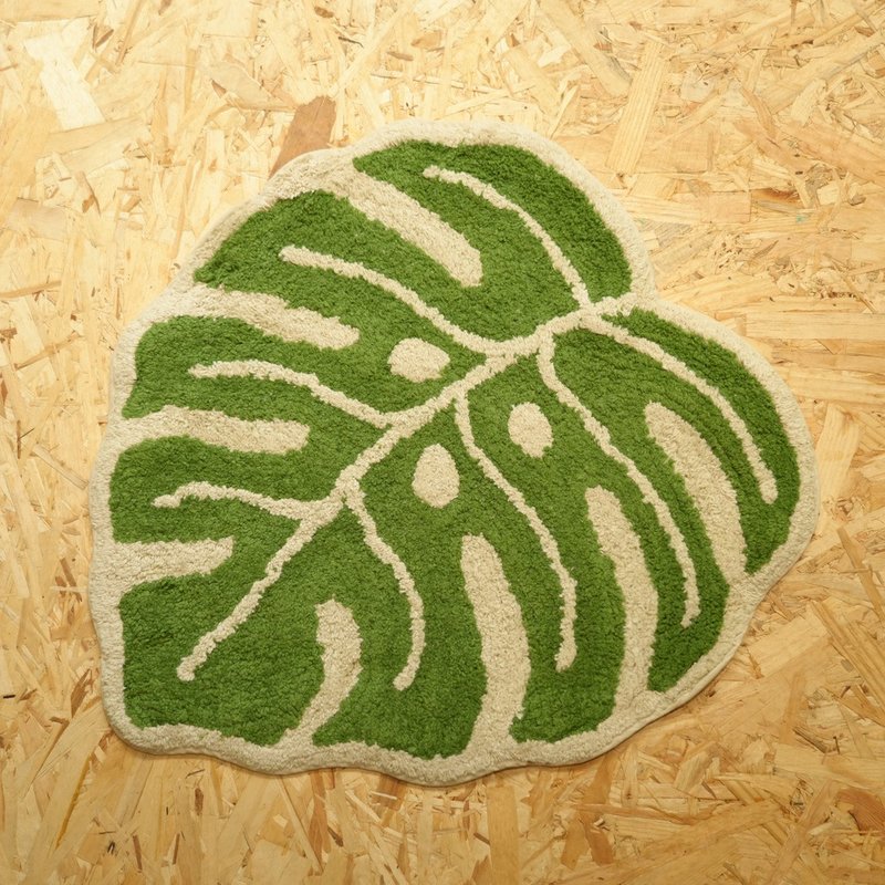 [Hot pre-order] Natural foliage plant monstera floor mat 62421262 - พรมปูพื้น - ผ้าฝ้าย/ผ้าลินิน สีเขียว