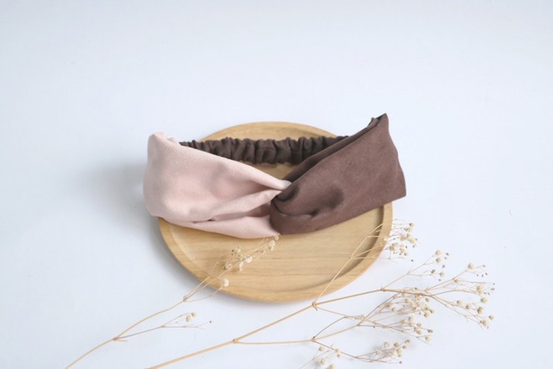 MaryWil Double Suede Hairband - Pink/Coffee - Hair Accessories - Cotton & Hemp Pink