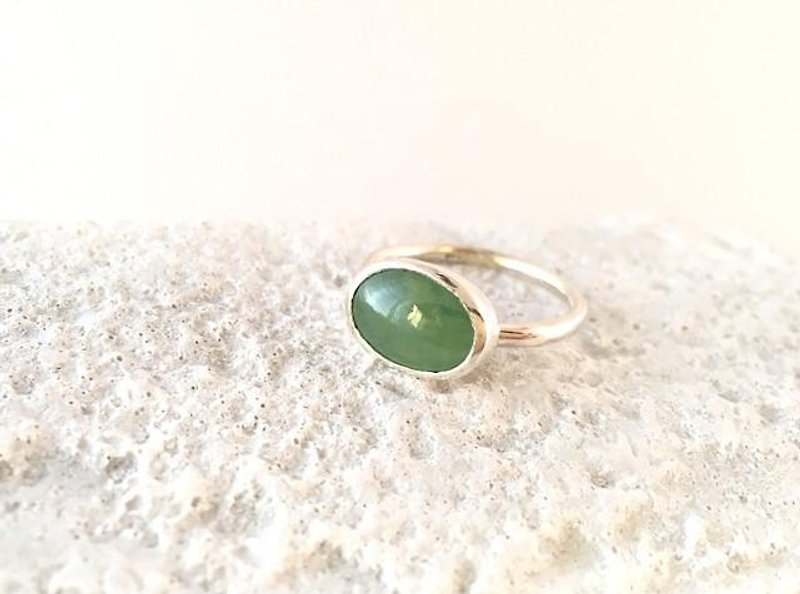 Myanmar natural jade ◇ SV Ring 13 - General Rings - Gemstone Silver