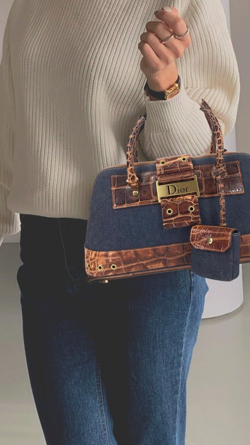 À Paris ｜漫步巴黎 Dior Vintage丹寧鱷魚壓紋拼接手提包 母親節獨家歐洲Vouge專文推