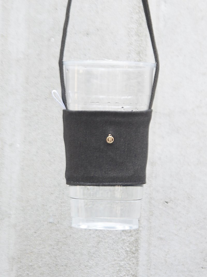 Biotite environmental protection bag cup set customized for your English tag - ถุงใส่กระติกนำ้ - ผ้าฝ้าย/ผ้าลินิน สีดำ