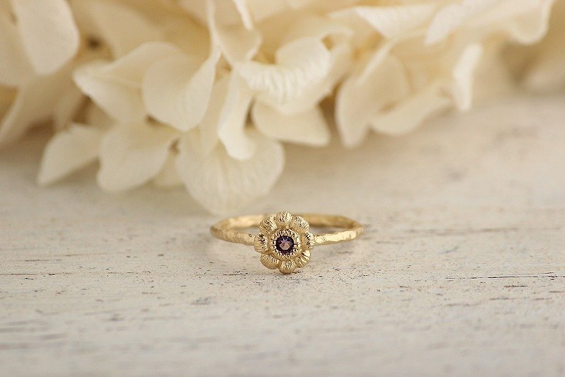 K18GP   アメジストの小花リング - 戒指 - 寶石 紫色